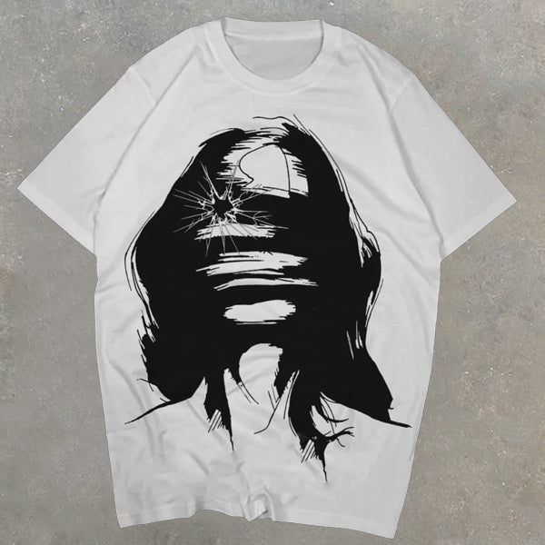 Casual Injured Girl Print Short Sleeve T-Shirt