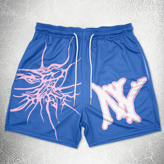 Retro hip-hop trendy brand printed sports shorts
