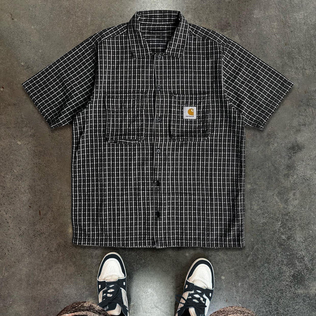 Fashion Plaid Print Button Short Sleeve Shirt