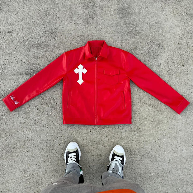 Casual personalized zipper lapel long-sleeved shirt jacket