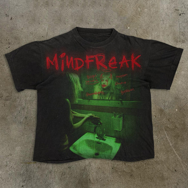 Dark Style Mindfreak Print Short Sleeve T-Shirt