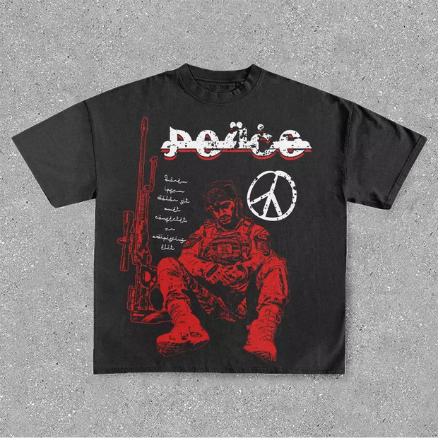 Fashion round neck printed short sleeve T-shirt