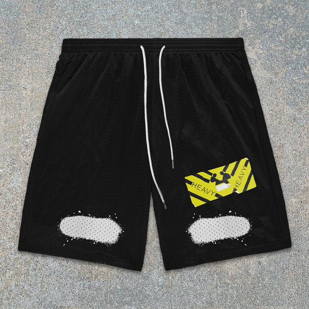 street-pattern mesh shorts