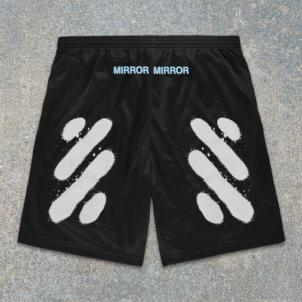 street-pattern mesh shorts