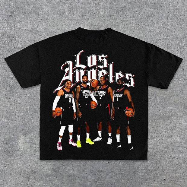 Los Angeles casual street basketball star T-shirt