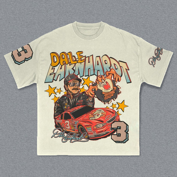 Cartoon & Car Print Short Sleeve T-Shirt
