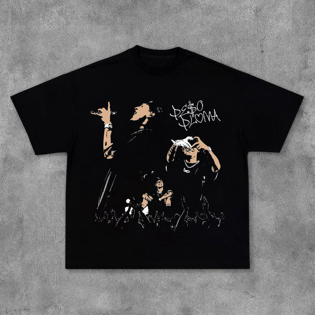 Fashion Character Concert Print Short Sleeve T-Shirt