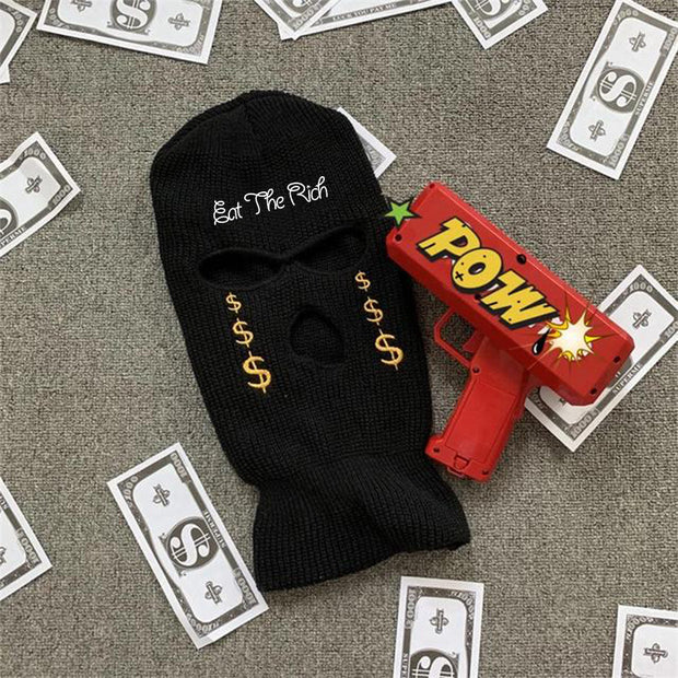 Personalized coin three-hole hat warm knitted hat
