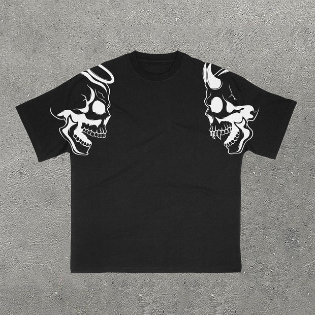 Half Heaven Half Hell Print Short Sleeve T-Shirt