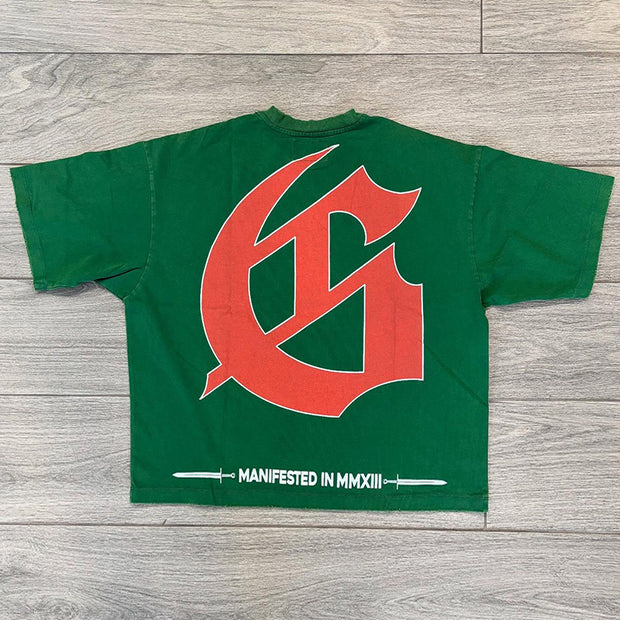 Street retro large print T-shirt