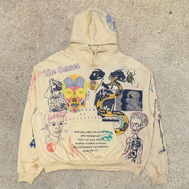 Street style personality men's printed hoodie