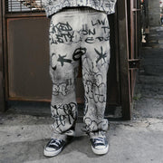 Casual street retro graffiti sports trousers