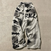 Casual street retro graffiti sports trousers
