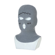Embroidered Ski Three Hole Knit Hat Ski Warm Ear Guard Head Cover