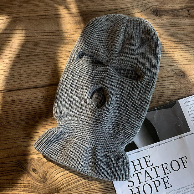 Autumn and winter warm hood solid color personality funny knitted woolen hat
