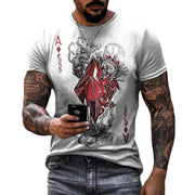 Casual round neck short sleeve digital print pullover men's T-shirt