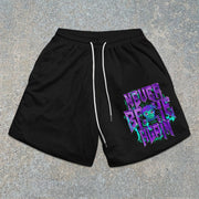 street-pattern mesh shorts