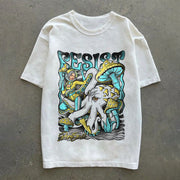 Retro trend print casual T-shirt
