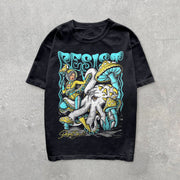 Retro trend print casual T-shirt