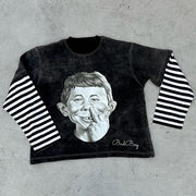 Fake Two Bad Boy Print Long Sleeve T-Shirt