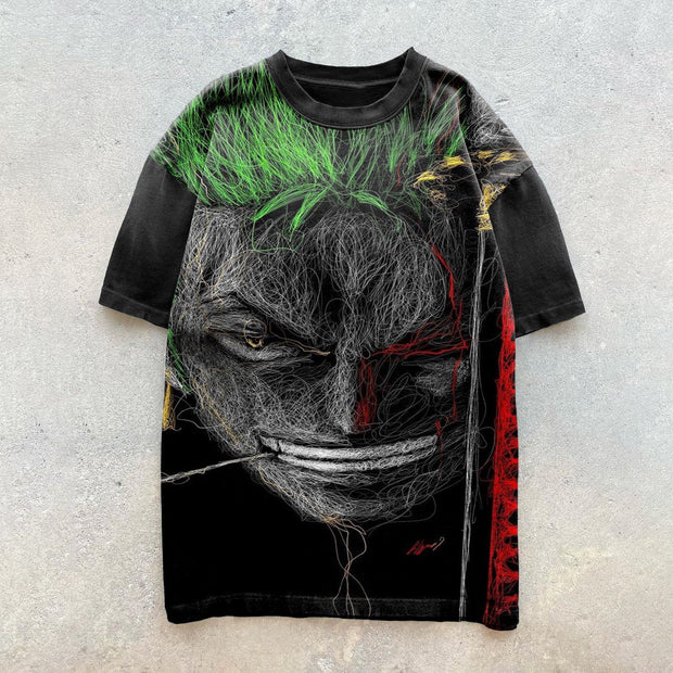 Vintage Print Street Short Sleeve T-Shirt