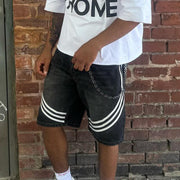 Casual Street Vintage Striped Short Denim