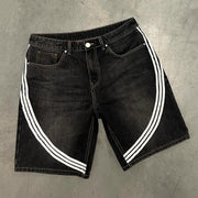 Casual Street Vintage Striped Short Denim