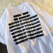 Fashion street style loose letter print short-sleeved T-shirt