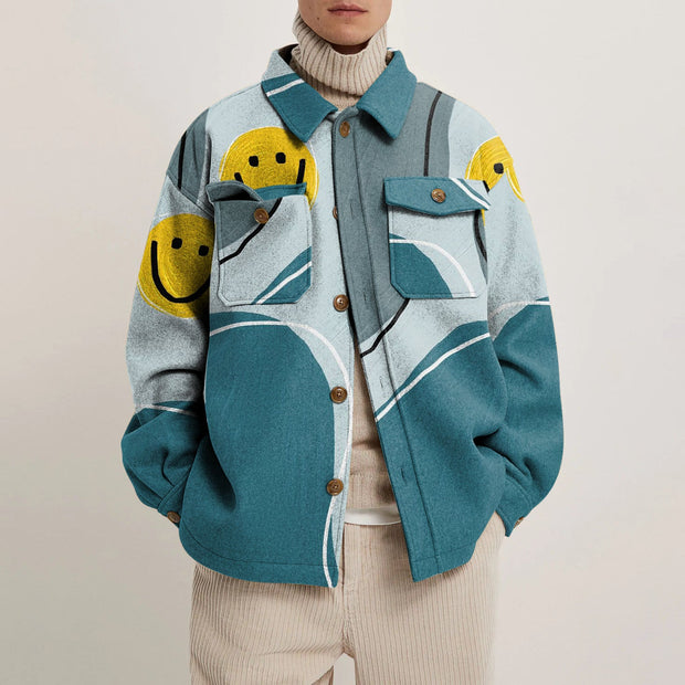 Fashion retro print lapel jacket jacket