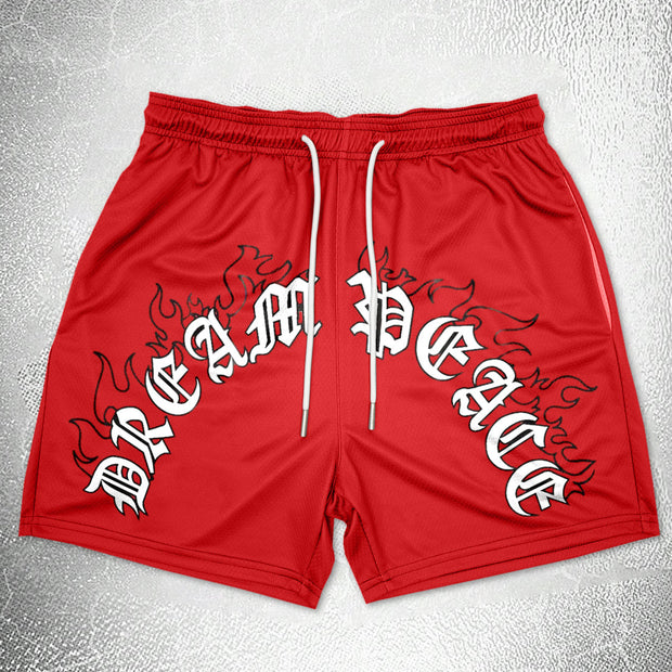 Street fashion letter print mesh shorts