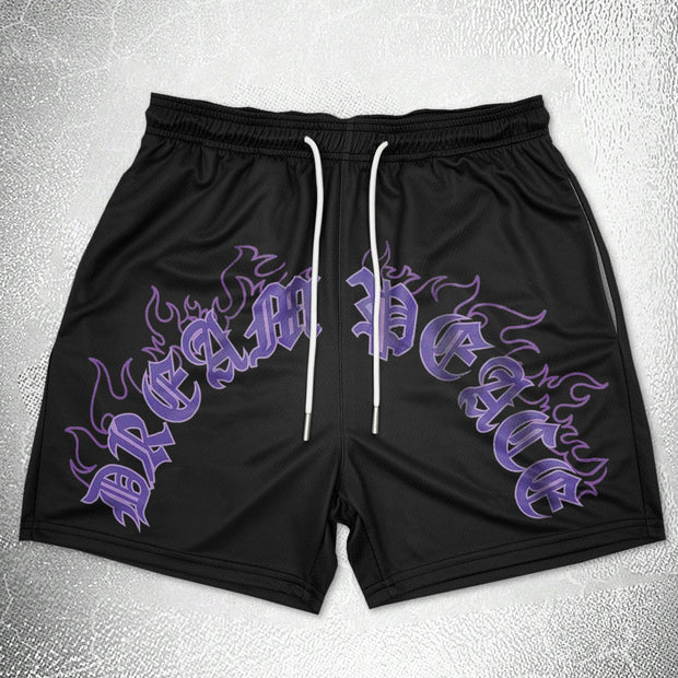 Street fashion letter print mesh shorts