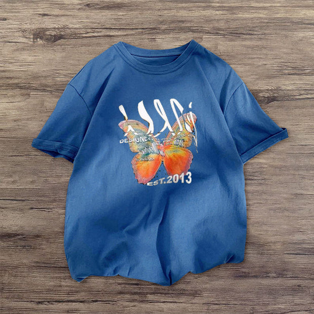Butterfly retro fashion casual short-sleeved T-shirt