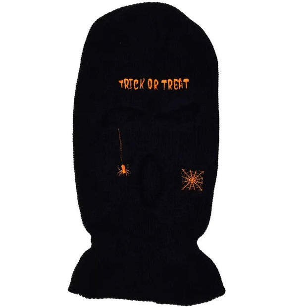 Embroidered spider three-hole hat ski mask