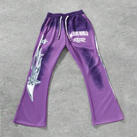 Casual Retro Gradient Print Trousers