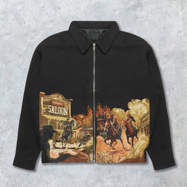 Wild West Print Long Sleeve Zipped Jacket