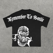 Remember To Smile Print Short Sleeve T-Shirt
