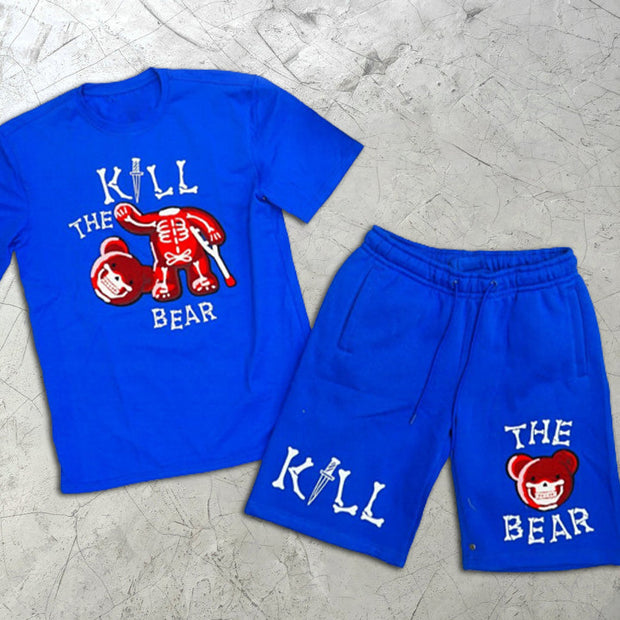 Bear Print Short Sleeve Two Piece