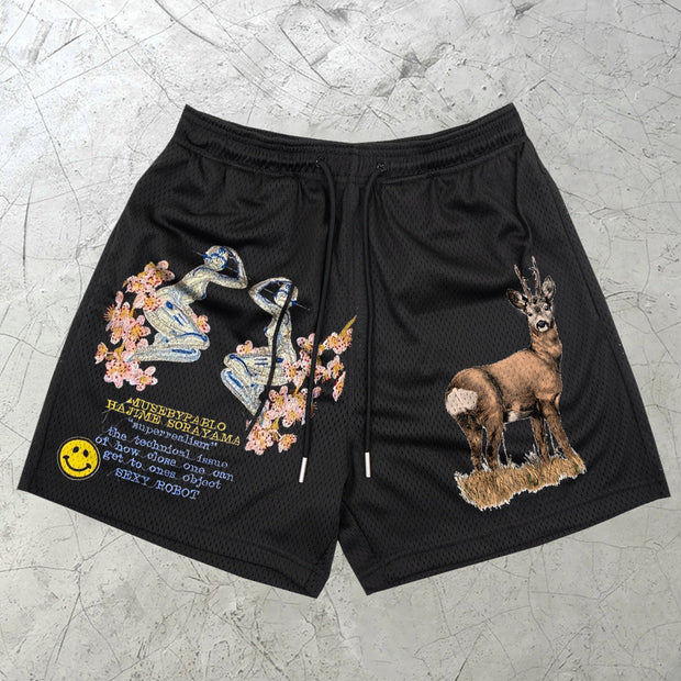 Art Pattern Vintage Street Mesh Shorts