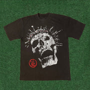 Saint Skull Print T-shirt Sweatpants Two Piece Set
