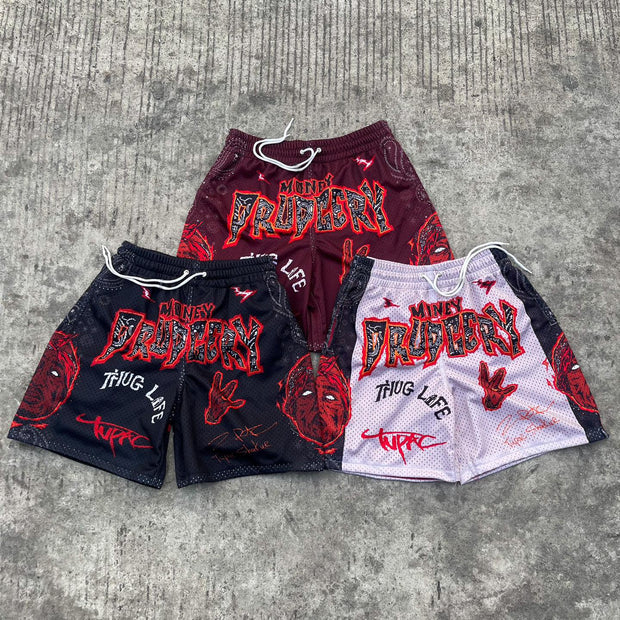 Fashion personality grimace mesh shorts