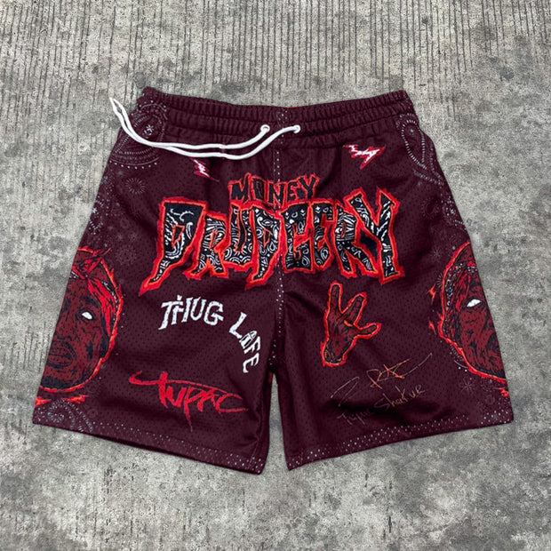 Fashion personality grimace mesh shorts
