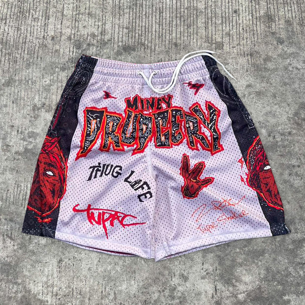 Fashion personality grimace mesh shorts