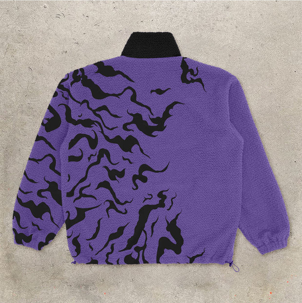 Trendy retro polar fleece turtleneck zipper jacket