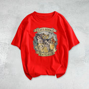 Kitten print fashion street style short-sleeved T-shirt