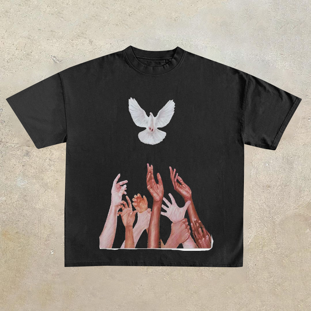 Trendy Retro Dove Peace Short Sleeve T-Shirt