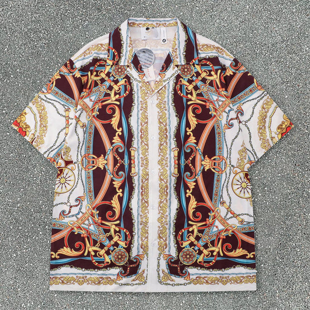 Street Tide Brand Leisure Retro Palace Short Sleeve Suit