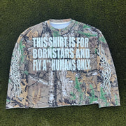 Letters Camouflage Print Long Sleeve T-Shirt