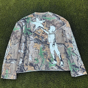 Letters Camouflage Print Long Sleeve T-Shirt