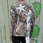 Letters Camouflage Print Long Sleeve T-Shirt