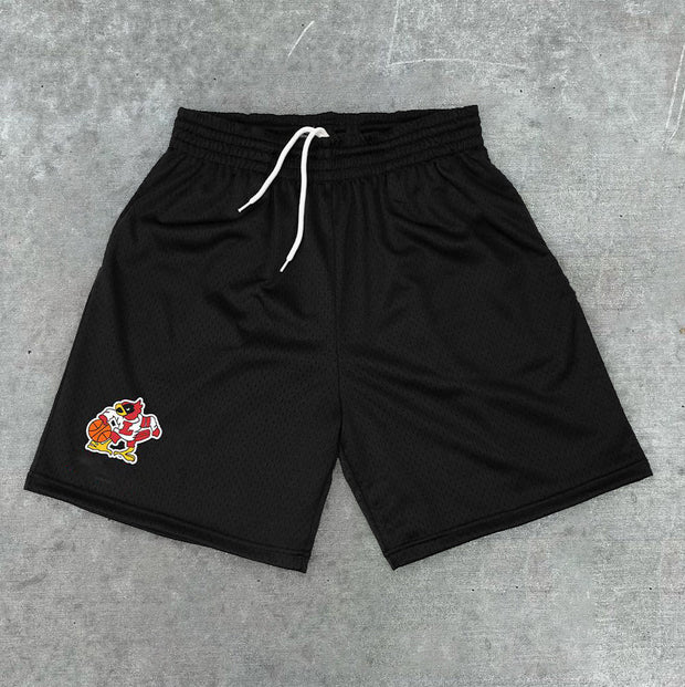 Casual Loose Fashion Mesh Cartoon Print Shorts